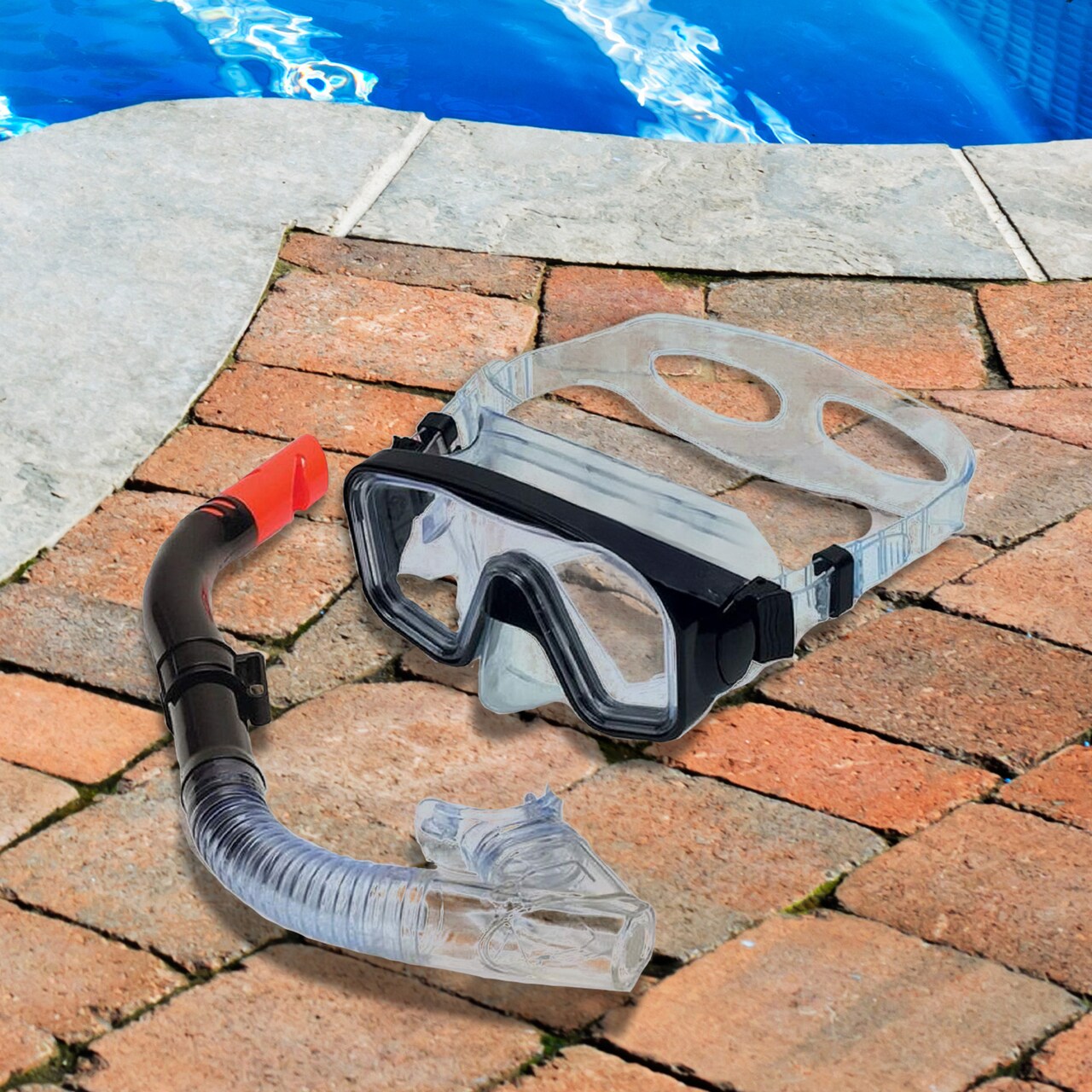 Swimline Manatee Dry Top with Purge Valve Aviator Mask and Snorkel Set - 15"